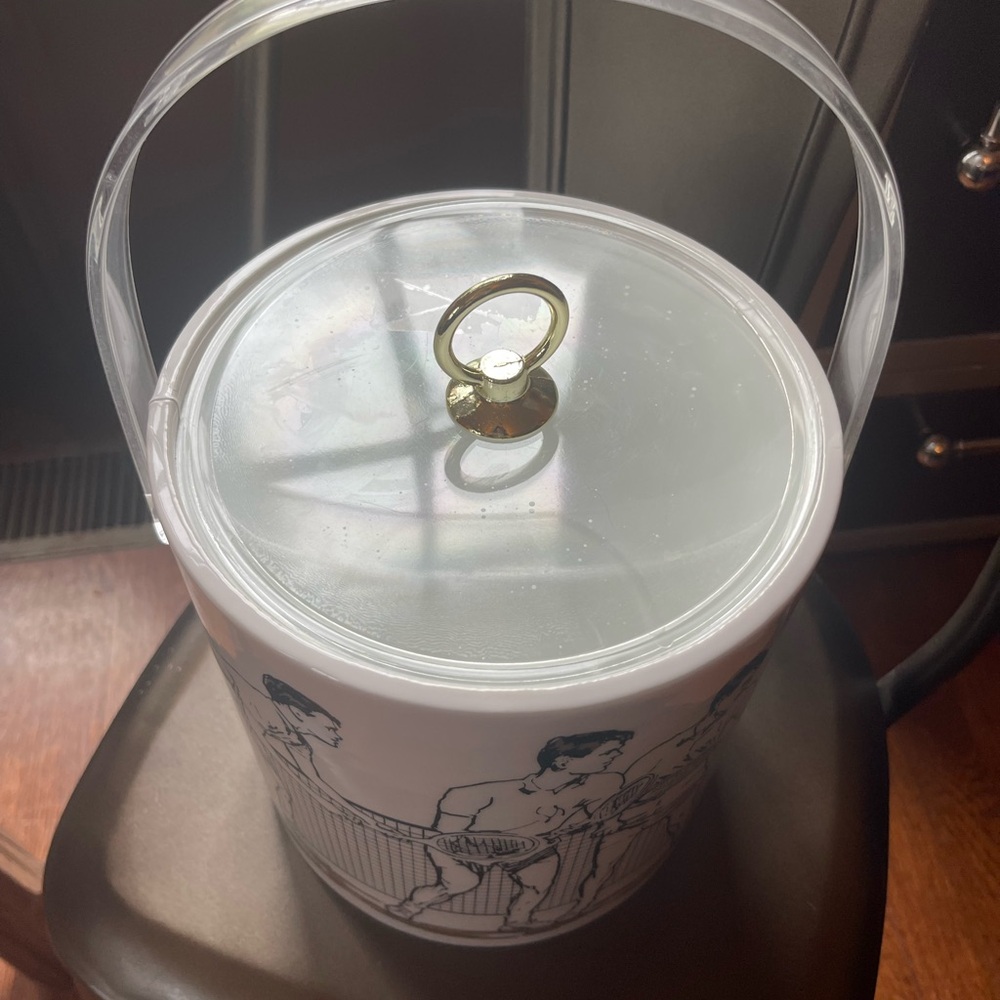 Vintage Mid Century Modern Cera Ice Bucket Tennis Player